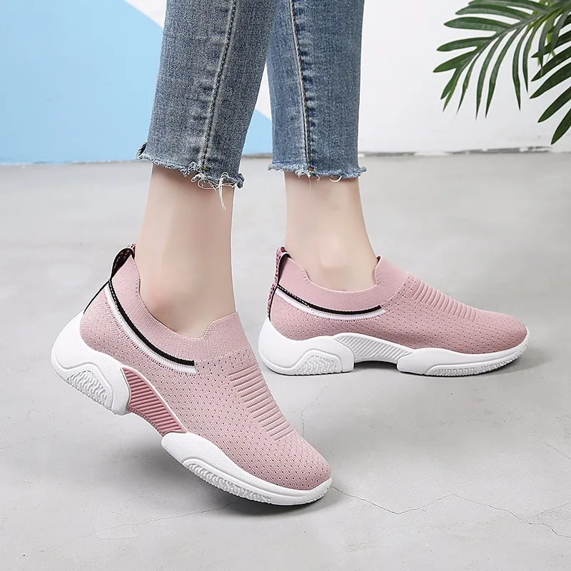 

2019 Summer New Style Slip-on Casual Mesh Shoes Fly Woven Breathable Flat Lazy Students Sports WOMEN'S Shoes