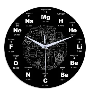 

Educational ElementaL Display Classroom Clock Teacher's Gift Art Chemical Symbols Wall Clock Periodic Table Of Elements Wall