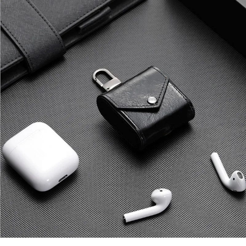 Чехол из натуральной коровьей кожи для Airpod, беспроводная Bluetooth Крышка для наушников Air Pod 2 с крючком