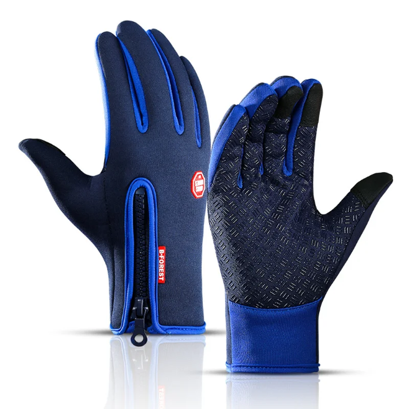 Теплые перчатки для велоспорта, катания на лыжах, походов, мотоциклистов, занятий спортом - Цвет: Синий
