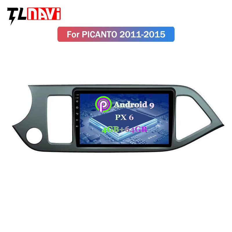 Perfect PX6 4G+64G 9 Inch Android 9.0 car dvd player For KIA morning picanto 2011-2015 with audio radio multimedia gps 1