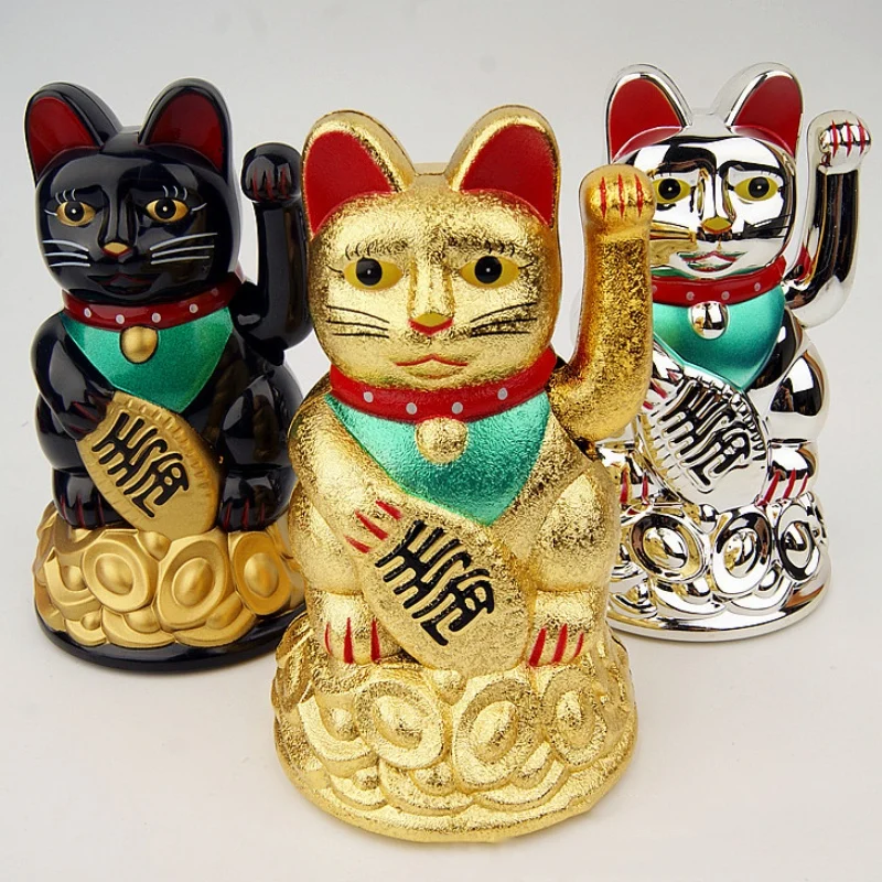 1 шт. 12 см китайский счастливый богатство золото Maneki Neko милый развевающийся Кот