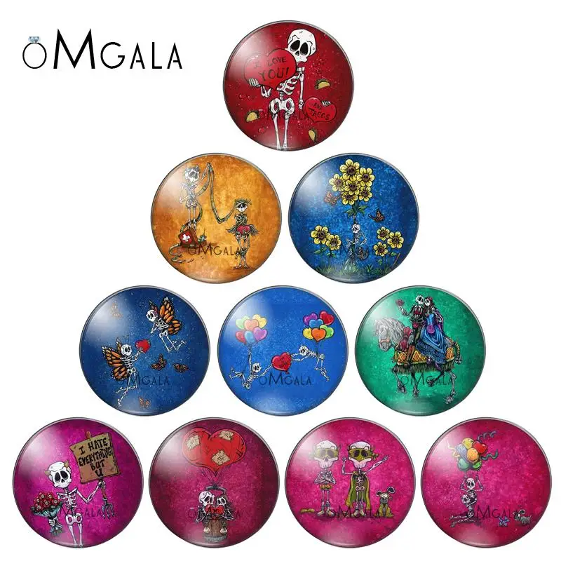 Flower Candy Sugar Love Skull Skeleton Bride Photo Glass Gems Cabochon Dome Demo Flat Back DIY Halloween Jewelry Accessories | Украшения и