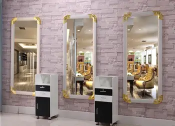 

Hairdressing mirror table Barber shop mirror Hair salon mirror Floor mirror Single frame makeup mirror table