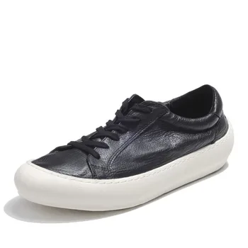 

2020 High Quality Mens Casual Shoes Fashion Breathable Genuine Leather Man Footwear Korean Round Toe Lace Up Sapatillas Hombre