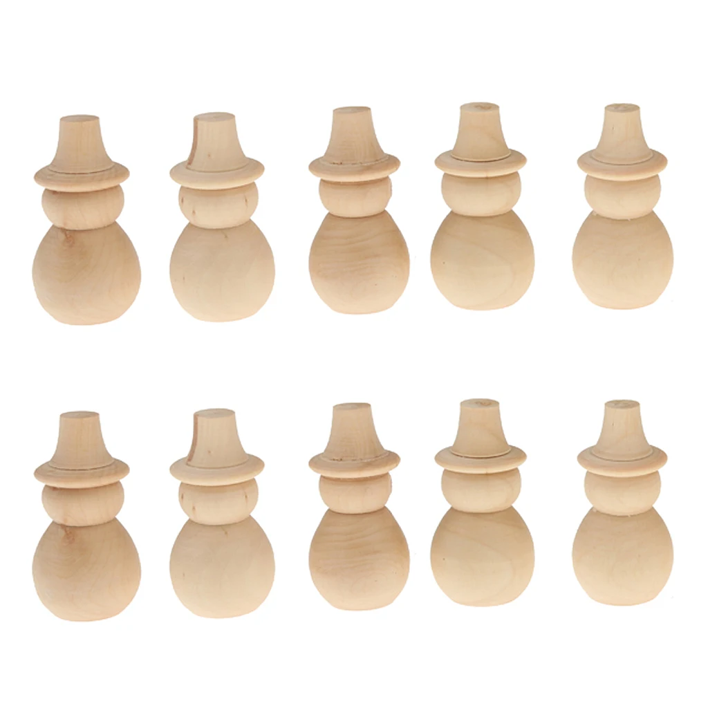 10pcs Plain Blank DIY Wooden Snowman Peg Dolls Wedding Party Cake Toppers Favour Craft Decoration DIY Event Supplies Decoration