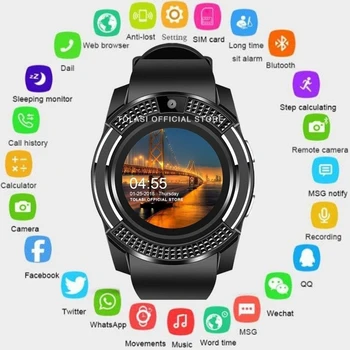 

2019 smart watch Bluetooth touch screen Android waterproof sports men and women smart watch with camera SIM card slot PK DZ09