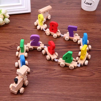 

Children Wooden Digital Small Train 0-9 Number Railway Model Wooden Train Kids Educational Toys Children Gift
