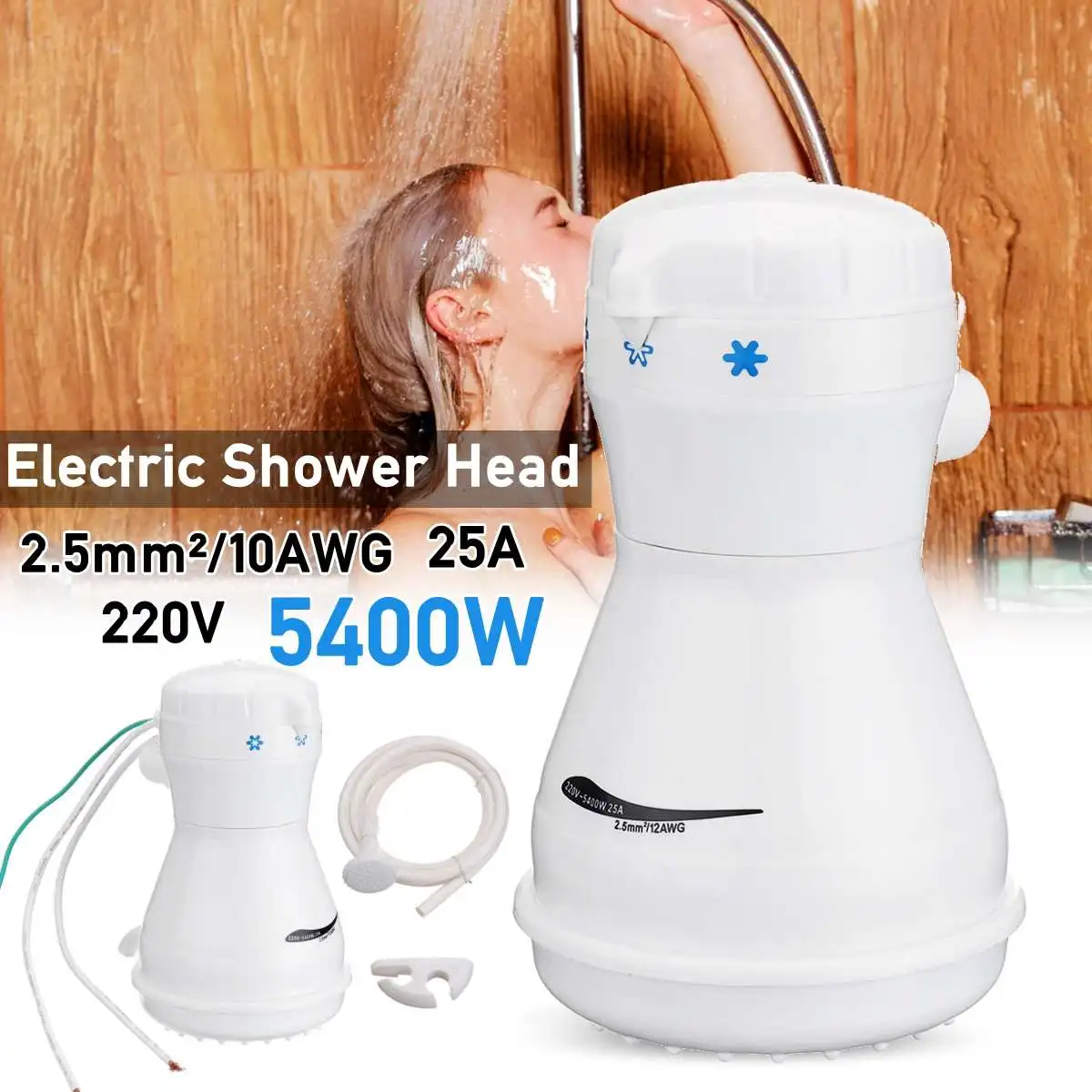 

Mini 5400W 110V/220V Electric Instant Water Heater Shower Head with Hose Bracket Temperature Controller Winter Supply