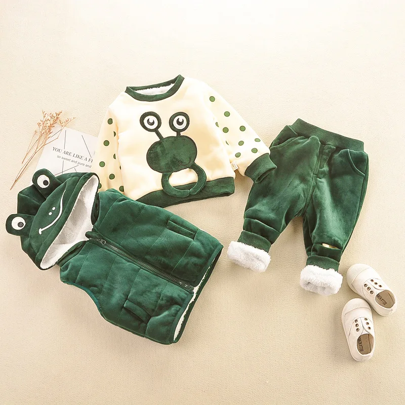 

Childrenswear Men's Small CHILDREN'S Set 2019 Fall And Winter Clothes New Style CHILDREN'S Sweater Three-piece Set Thick plus Ve
