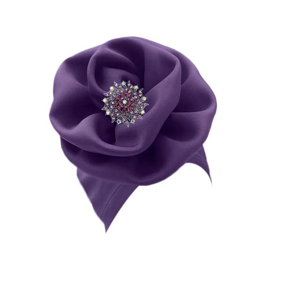 Women's African stretch turban headwrap hair scarf tie nigerian headtie flower rose shape auto gele (12)