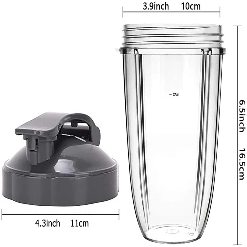 2 Pcs 24OZ Tall Cups Flip Top To Go Lid Compatible with Nutribullet Blender Mixer Juicer 600W, 900W, NB-101B, 900 Pro Series
