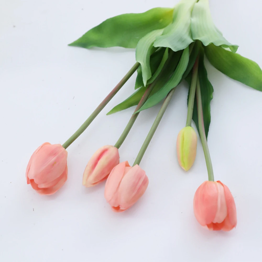 5Pcs bunch Artificial Tulips Flower For Home Wedding Decoration Bride Hand Flowers Real Touch Soft Silicone Tulip flores Decor 18