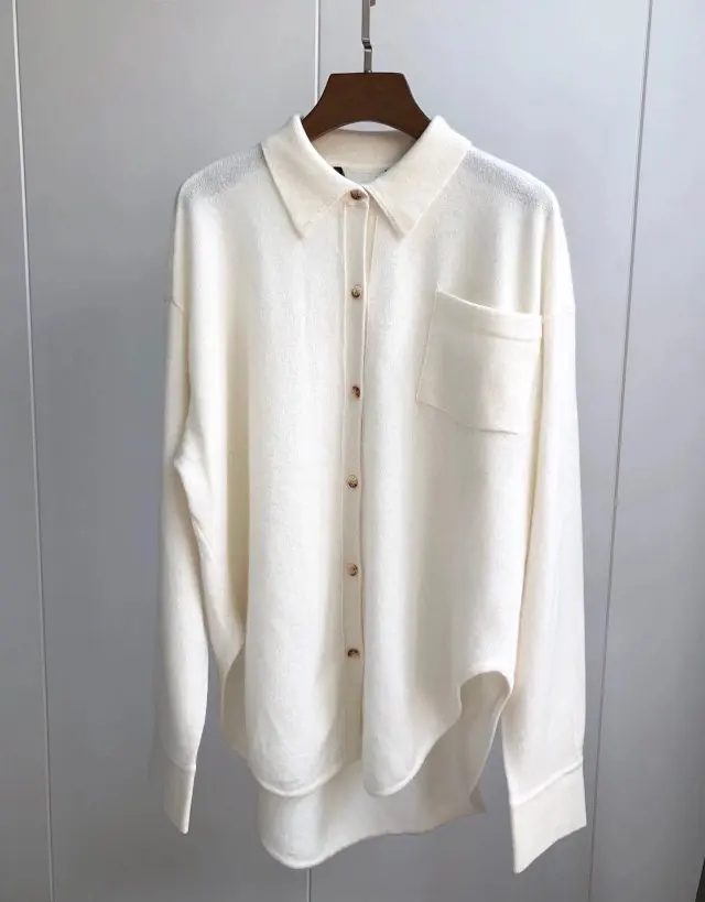 beige as pic Новинка, высокое качество, женский белый/розовый/верблюжий/черный кашемир, длинный рукав, вязаный свитер, кардиган, Топ - Цвет: beige as pic