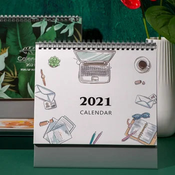 

2020.7-2021.12 Paper Planner Calendar Pure Color Retro Paper Creative Simple Desk Coil Notepad Notebook Annual Agenda Calendar