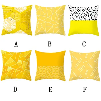 

Polyester Cushion Cover Yellow Based Printing Graffiti Home Office Coffee Shop Seat Pillow Covers Decorative 45cm*45cm d2