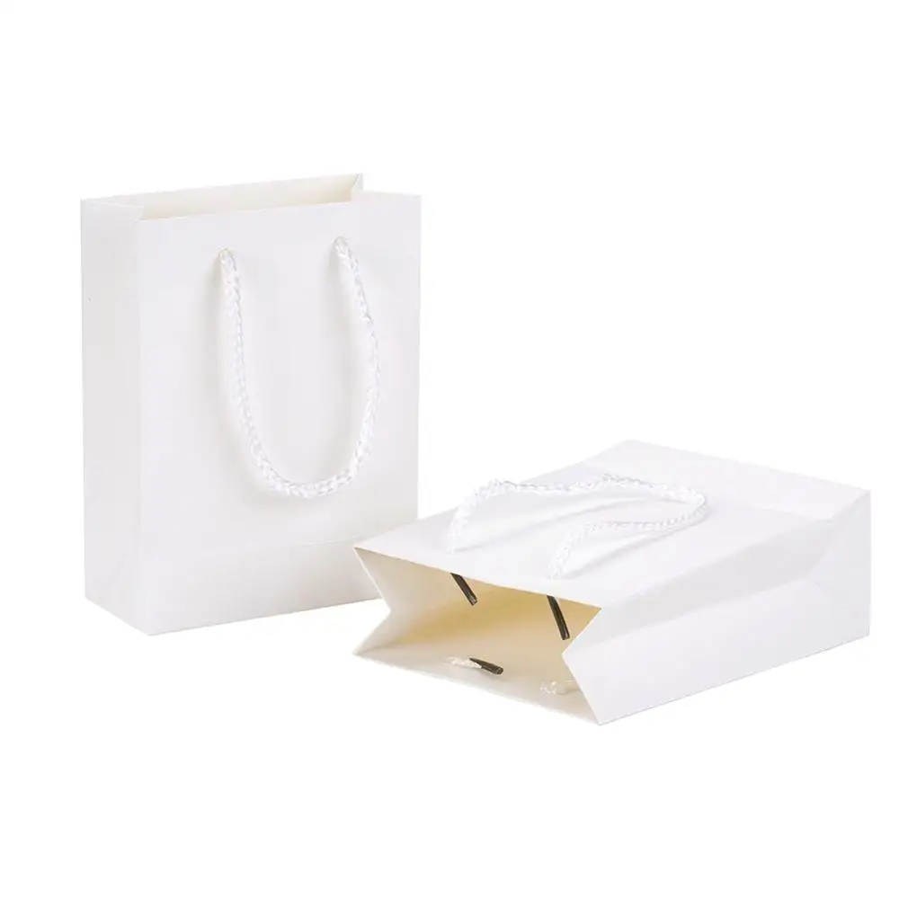 10 шт. прямоугольные картонные пакеты подарочные сумки для покупок с веревкой для одежды книги упаковки свадьбы День рождения бумажные пакеты