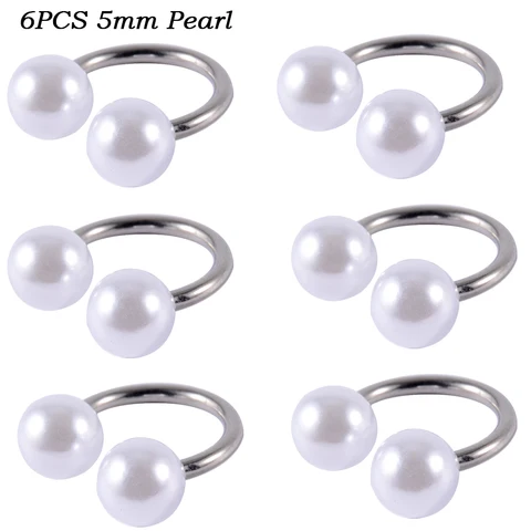 Surgical Steel&Faux Pearl Horseshoe Barbell Septum Ring Cartilage Daith Helix Tragus Earring Circular Barbell piercing 16G