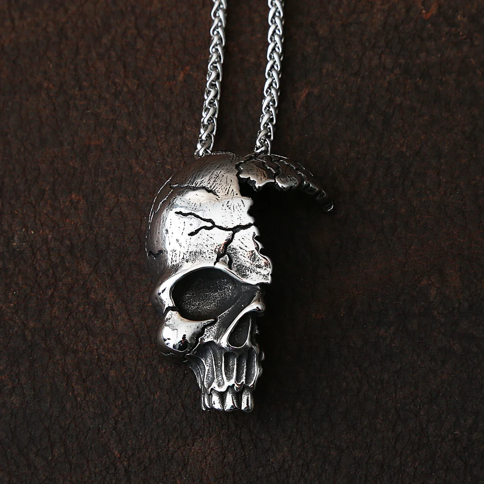 Collana Gotica Con Teschio Scheletro – Ciondolo Punk Per Uomo E Donna, Acciaio Ipoallergenico, Regalo Di Halloween - 4