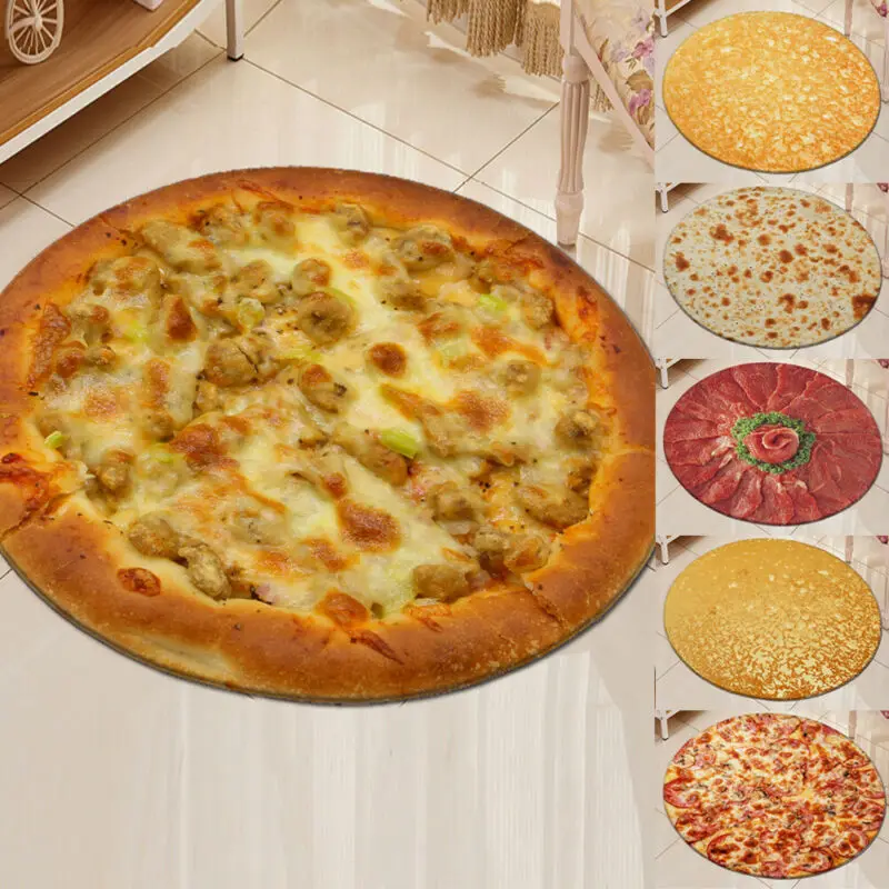 Творческий комфорт Еда творения пиццы/Burrito/нарезанный мясной ролл Одеяло круглый Ванная комната ковролин Одеяло-кукуруза и муки ковер 40/60/90 см