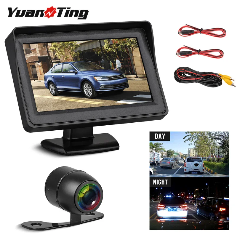 Система видеонаблюдения YuanTing на зеркале 4 3 дюйма HD IP68|Мониторы для авто| |