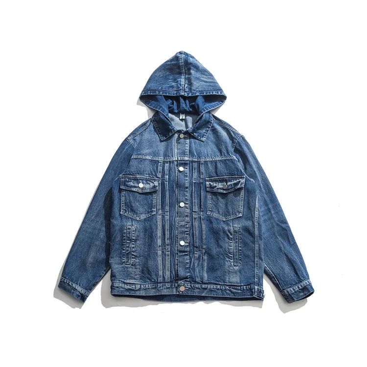 

City Where the Product Japanese-style Street Popular Brand Origional Men Hooded Denim Jacket Jacket Men