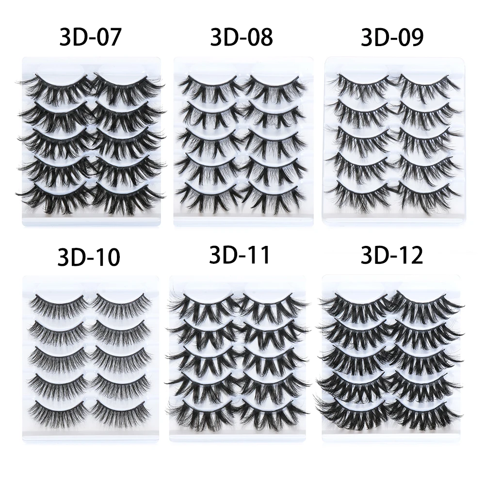 5 пар 3D Искусственные норковые накладные ресницы пушистые тонкие натуральные длинные ресницы ручной работы накладные ресницы крест-накрест для макияжа