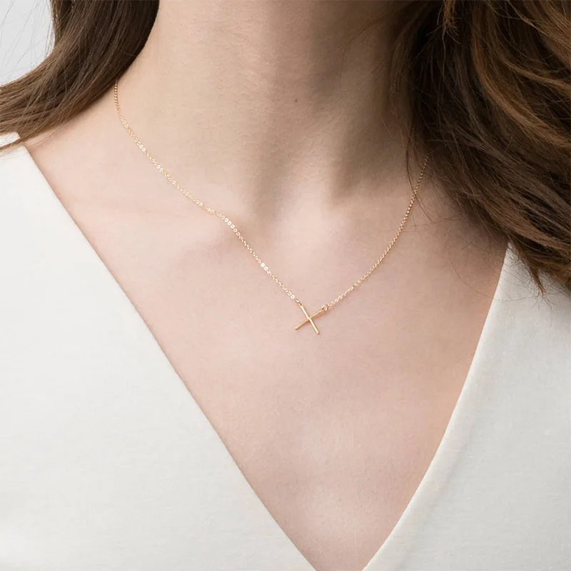 

Ylang-ylang di si Europe And America New Products Simple Creative X Letter Pendant Women's 925 Silver Short Necklace Choker