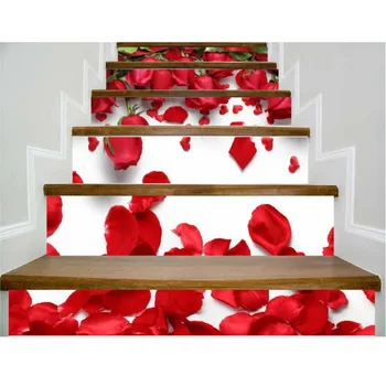 

Wall Stickers 3D Home 6PCS/Set Removable Accessories Self-adhesive Valentines Decoration Pattern PVC Stickers Stair Day