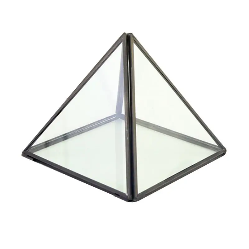 Pyramid Storage Box Glass Terrarium Design Jewelry Holder Clear Faceted Succulent Air Plant Planter Box Pot/Keepsake Display Bow