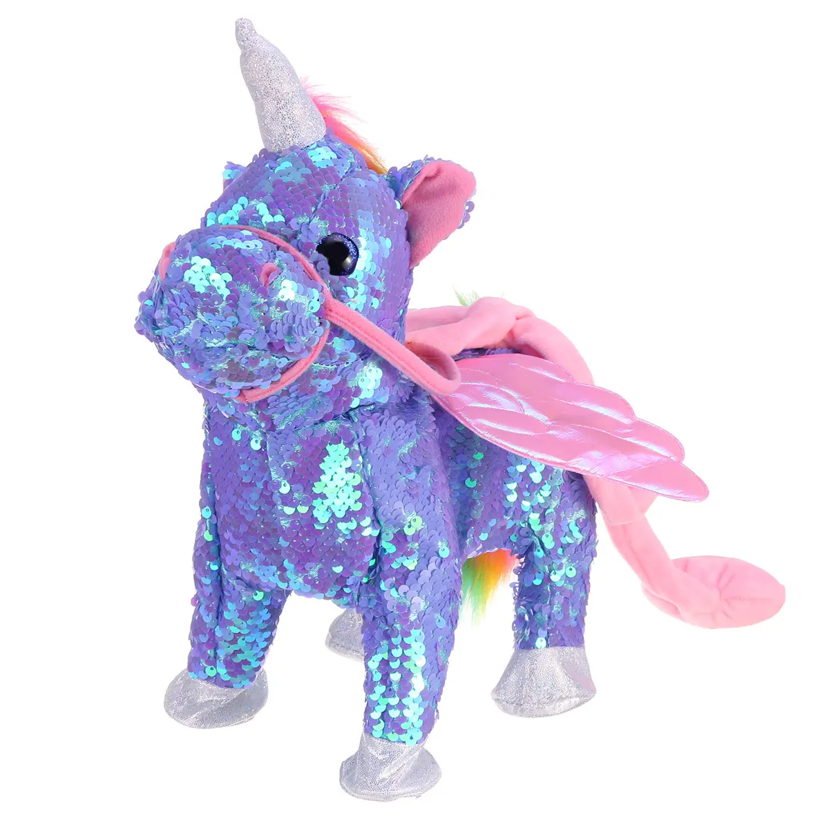Фиолетовый Милый блесток Un icorn электрическая ходьба плюшевые игрушки чучело игрушка электронная музыкальная игрушка забавные игрушки для детей Рождественский подарок - Цвет: Фиолетовый