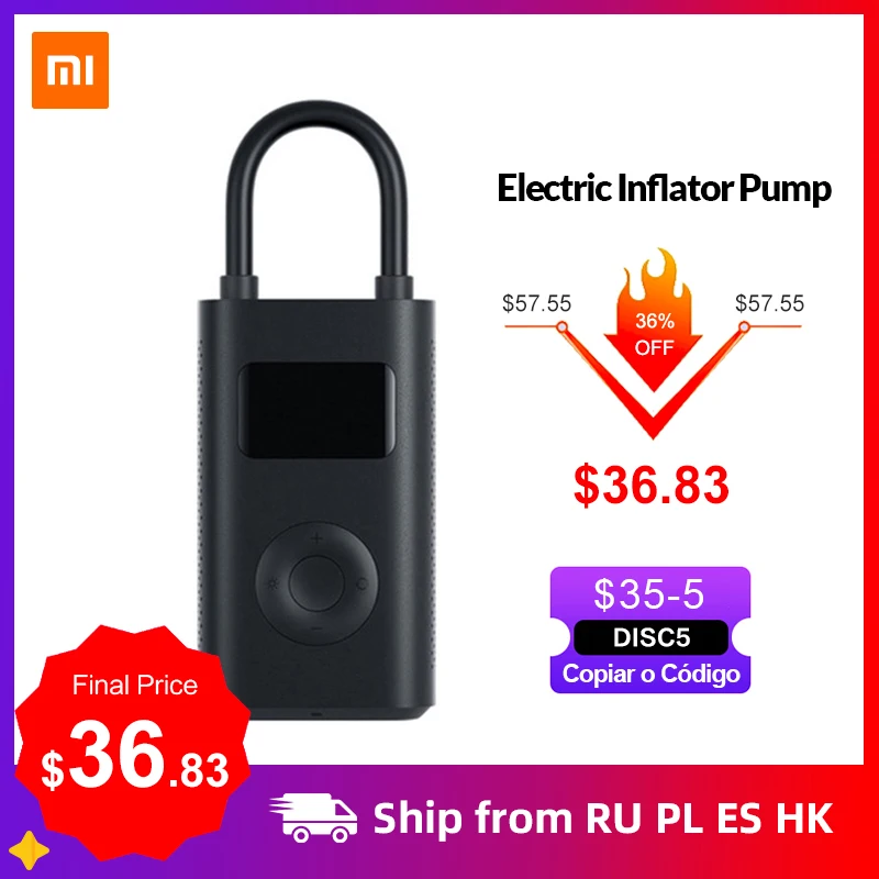 Przenośna pompka Xiaomi Electric Inflator Pump z EU za $35.00 / ~130zł