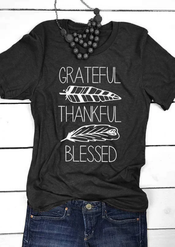 

Christian grateful Thanikful Blessed Faith Ian Women Black Cotton Tshirt Casual Funny T-shirt For Lady Girl Top Tee Drop Ship