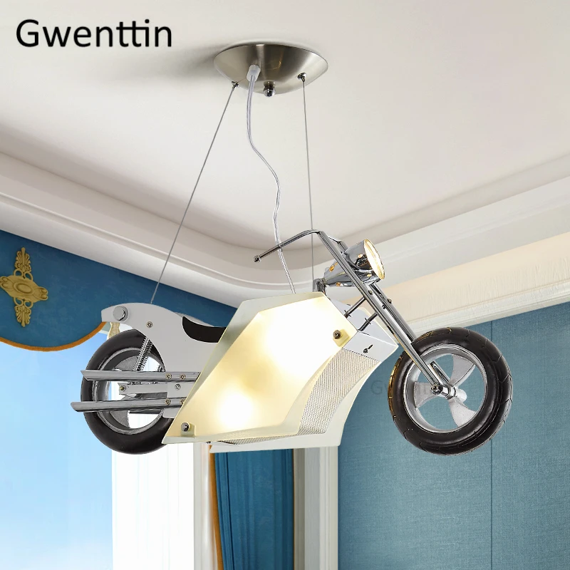 

Creative Motorcycle Pendant Lights Modern Kitchen Hanging Lamps for Children's Room Kids Bedroom Home Decor Lighting Fixture