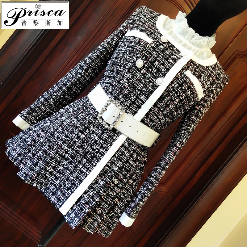 

New Black and white small fragrance rough nylon knitted short jacket waist