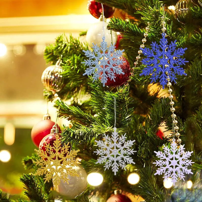 6 шт./компл. 10 см цвета: золотистый, серебристый искусственная Снежинка баннер DIY Бумага гирлянда Xmas Tree висящий кулон для рождественской вечеринки украшения дома