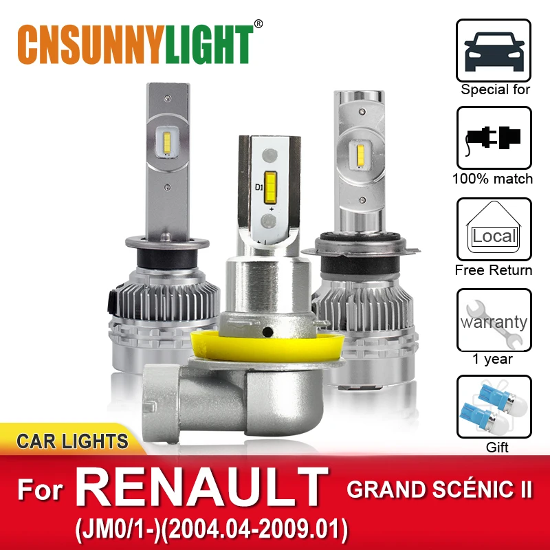 

CNSUNNYLIGHT LED Car Headlight Bulbs For RENAULT GRAND SCENIC II JM0/1 2004-2009 Headlamp Foglamp Bulb Error Free Auto lights