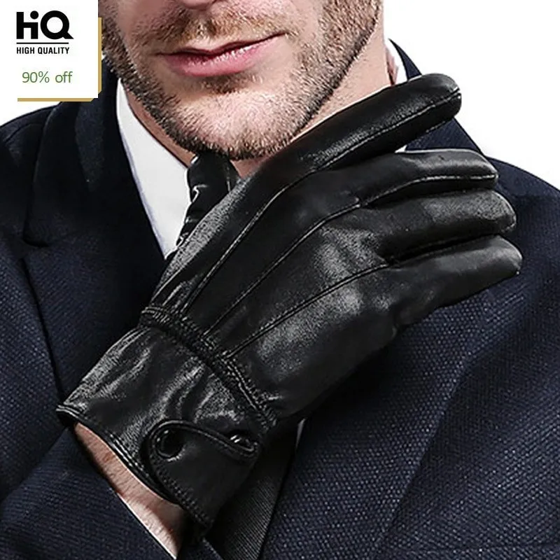 

2020 New Arrival Man Driving Gloves Fashion Fleece Lining Man Short Gloves Solid Motorcycle Guantes Hombre Invierno