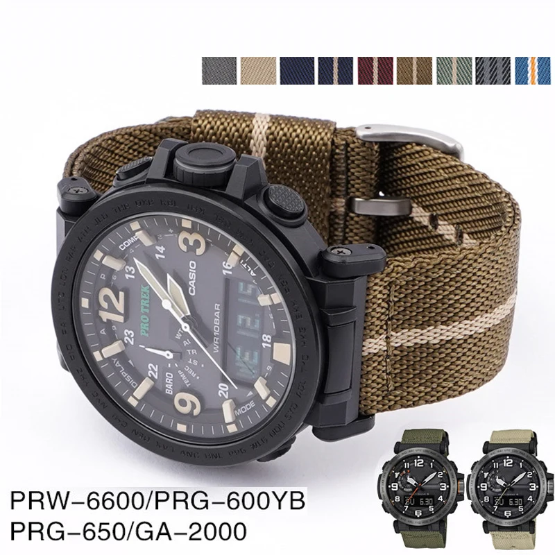 Нейлоновый холщовый ремешок для Casio G-SHOCK PRW-6600 PRG-600YB GA2000 Men сменный мужской