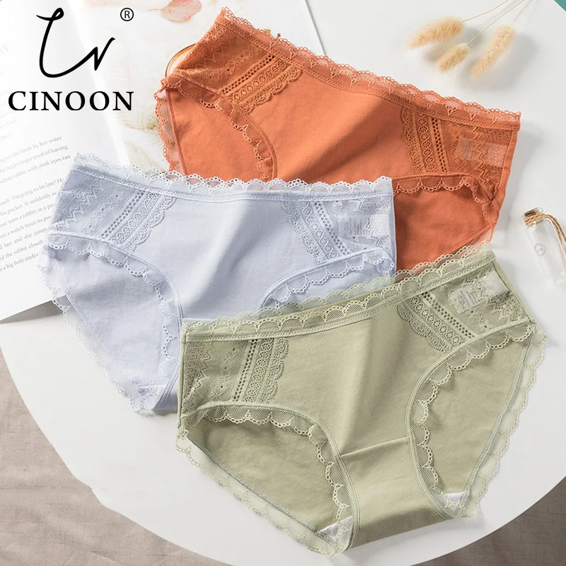 

CINOON Sexy Lace Panties Women Fashion Cozy Lingerie Tempting Pretty Briefs High Quality Cotton Low Waist Cute Women Underwear