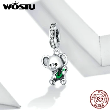 

WOSTU Real 925 Sterling Silver Koala with Saxophone Pendant Charm for Original Silver Bracelet or Necklace Fine Jewelry FIC1628