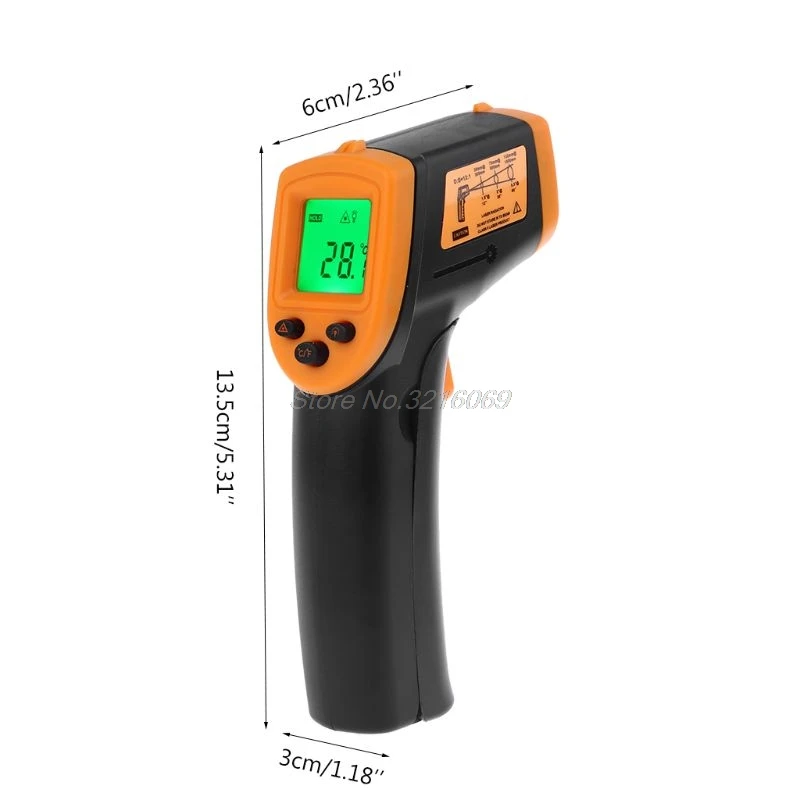 Цифровой лазерный инфракрасный термометр-50~ 600 градусов температурный измерительный прибор C/F выбор lcd пирометр температурный пистолет