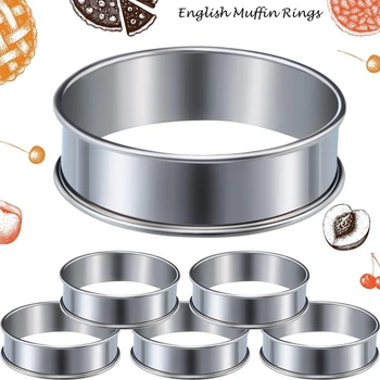 

8Pcs 3.15 Inch Muffin Tart Rings Stainless Steel Double Rolled Tart Ring Metal Round Ring Mold for Home Food Making Tool