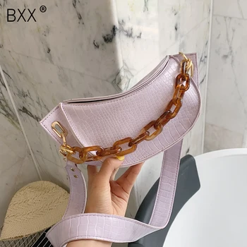 

[BXX] Crocodile Pattern PU Leather Shoulder Bags For Women 2020 Summer Luxury All-match Crossbody Bag Travel Chain Handbag HM464