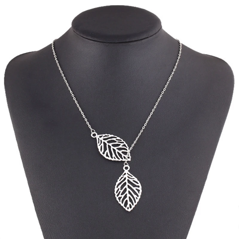 SUMENG New Fashion Jewelry Gold And Silver Color Two – Leaf Pendant Necklace Multi – Layer Statement For Women 2021 Necklace