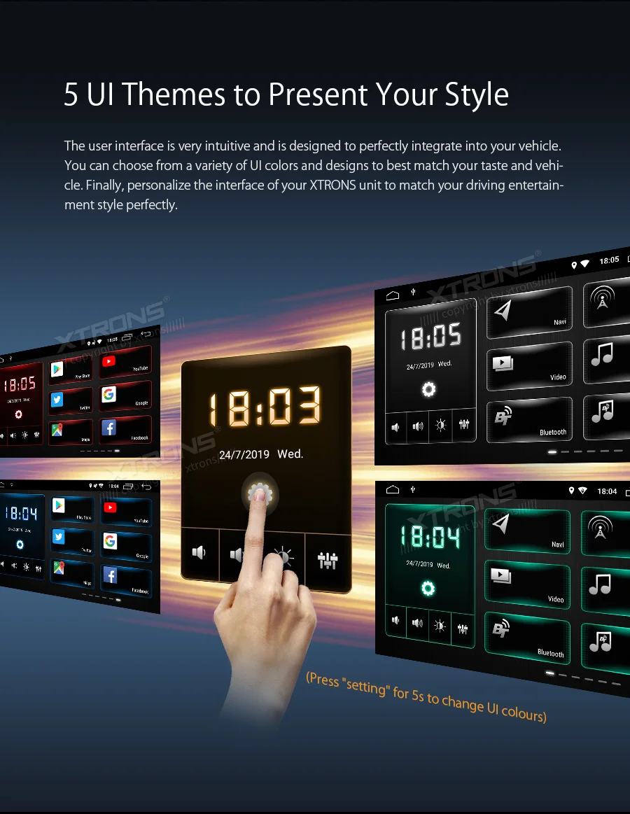 Top 7" Android 9.0 Pie OS Two Din Car Multimedia Double Din Car Navigation GPS 2 Din Car Radio with 5 Different UI Selectable 5