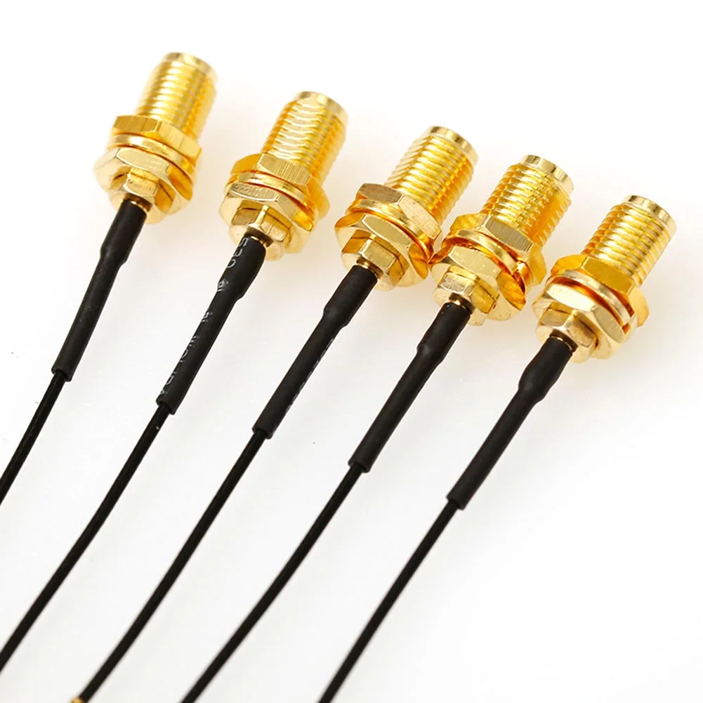 

RF Cable Coax Adapter RG178 Gold+Black 5pcs To UFL / u. FL / IPX / IPEX