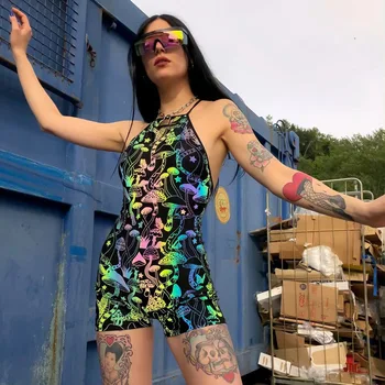 

Women Summer Casual Boho Sleeveless Halter Neck Mini Playsuit Jumpsuit Romper Fashion Ladies Holiday Beach Shorts Rompers