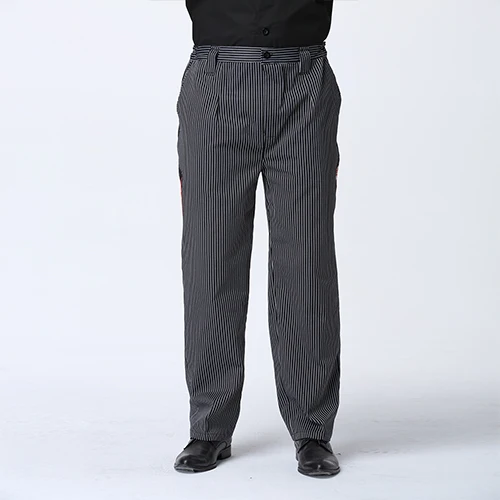 Chef Pants for Men Restaurant Uniform Chef Trousers Gray Striped Elastic Workwear for Hotel Kitchen Zebra Pants Cook Costume