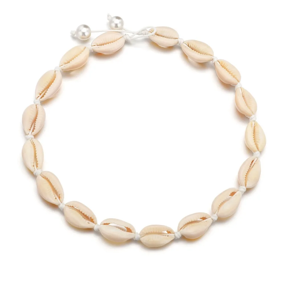 

2019 Bohemia Style Shell Necklaces For Women Handmade Black Rope Chain Collares White Natural Shell Necklace Beach Jewelry Gifts